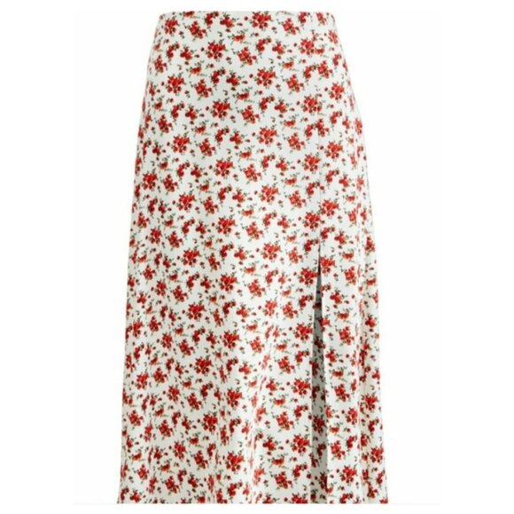 Danielle Bernstein Dresses & Skirts - Daniel Bernstein Plus Size Skirt Size 1X Front Slit Small Rose Print Side Zip